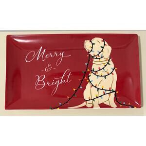 NWT: Godinger - Merry & Bright, Christmas Light, Red Serving Platter
